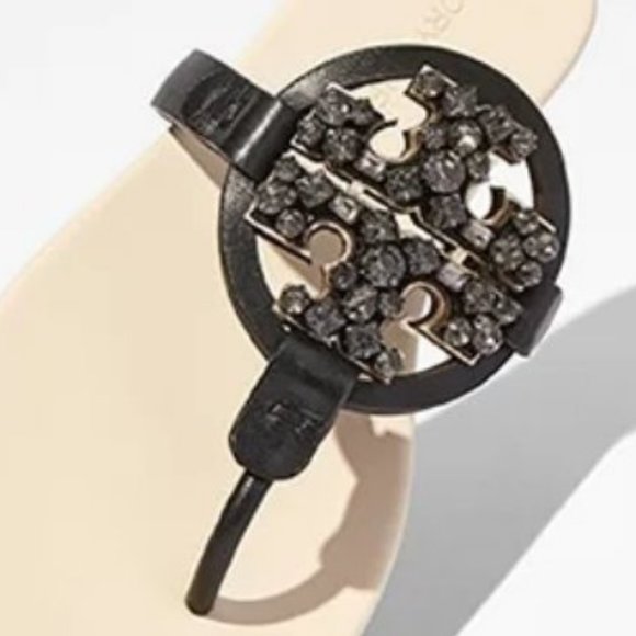 Tory Burch MANY SIZES CRYSTAL MILLER SOFT SANDAL Embellished Jeweled Two Tone - Picture 3 of 10